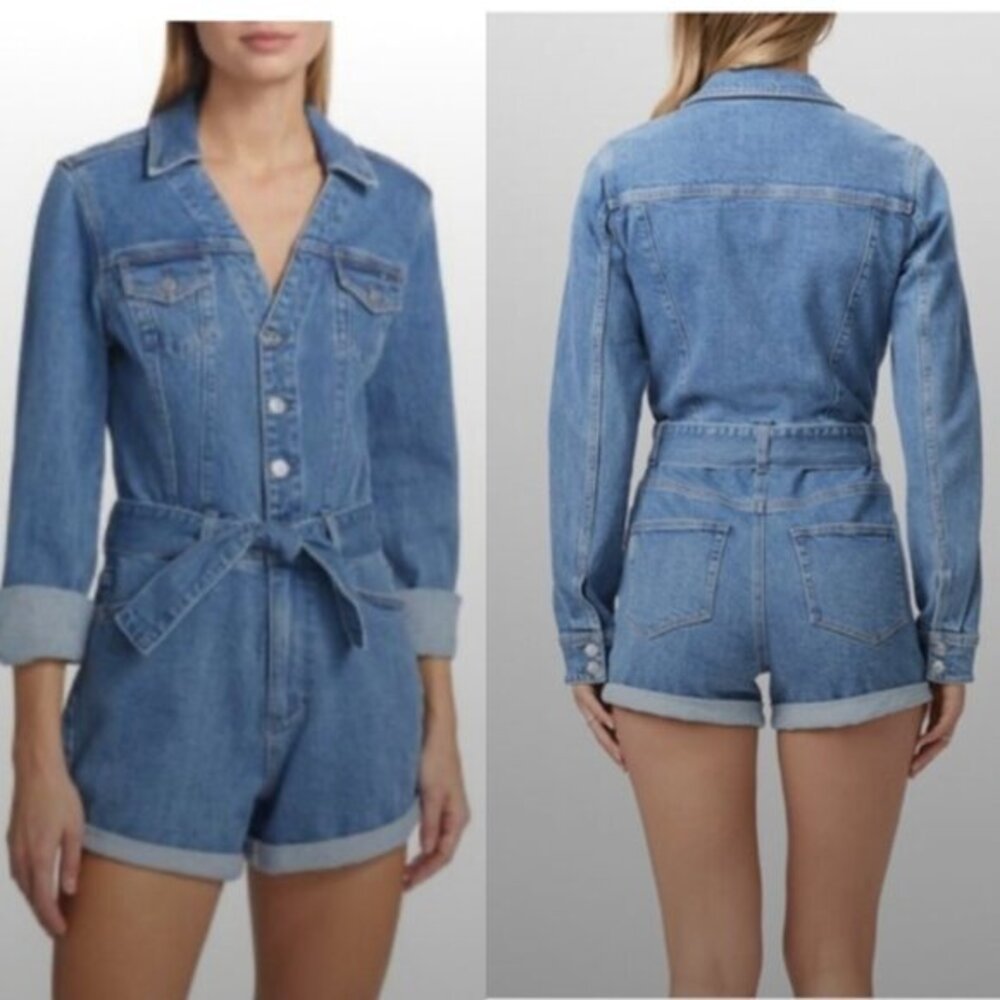 NWT Paige Romper Maggy Self Tie Belt in Tracey Blue Denim